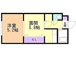 A.Yヒルズ 1DKの間取図画像