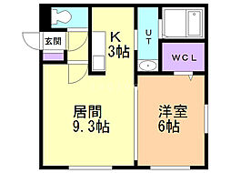 ラ・シュエット北広島 1LDKの間取図画像