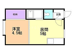 クルーズハウススミカワ 1DKの間取図画像