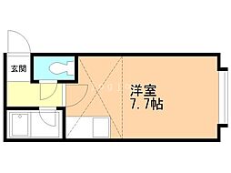 ベルテカヤマプライムハウス 2階ワンルームの間取り
