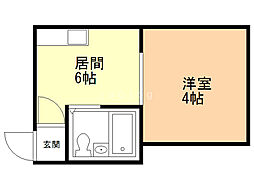 ソシアル向井 2階1DKの間取り