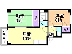 シャンポール南平岸 2LDKの間取図画像