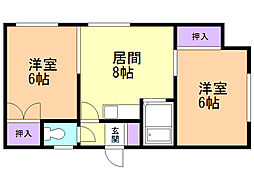 H・Sハイツ 2LDKの間取図画像
