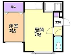 ＢＣＢリヨン 2階1DKの間取り