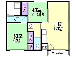 コーポ手塚（旧ハイツ手塚） 1階2LDKの間取り