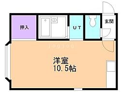 コーポ芳野 2階ワンルームの間取り