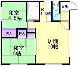 マンション古里1号 1階2LDKの間取り