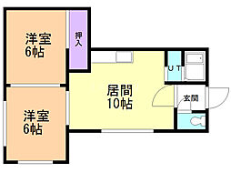 トーシンハイツ月寒 4階2LDKの間取り