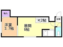 ライベックス澄川 2階1LDKの間取り