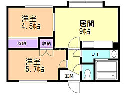 ベルアベニュー 2LDKの間取図画像