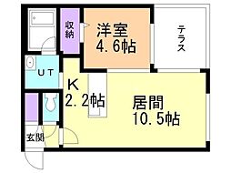 カレラ学園前 1LDKの間取図画像