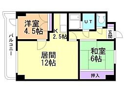 ＫＩＳＳ　ＩＮ　11 3階2LDKの間取り