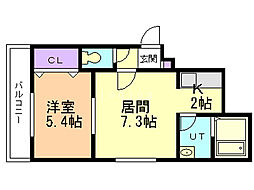 ムーンフェイス 4階1LDKの間取り