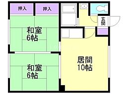 ハイツ洋 2LDKの間取図画像