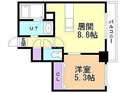 サンライトシティ豊平 10階1LDKの間取り