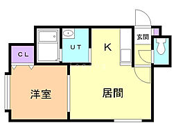 ブリシャール 1LDKの間取図画像