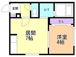 ラグナベルデ美園 4階1DKの間取り