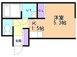 ｃｏｆｆｒｅｔ月寒（コフレツキサム） 4階1Kの間取り