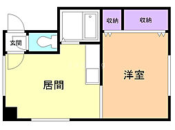コーポ中の島R 1DKの間取図画像