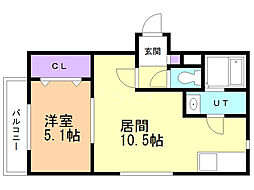 ＬＵＡＮＡ福住 1階1LDKの間取り