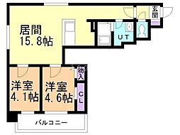 ビブレス月寒中央ステーション 8階2LDKの間取り