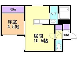 ステラ月寒 2階1LDKの間取り