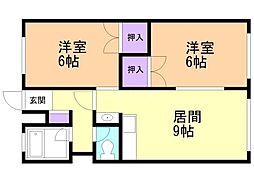 丸増ロイヤルシャトー平岸 2DKの間取図画像