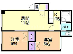 ルモア2 2LDKの間取図画像