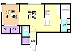 レクシア 4階1LDKの間取り
