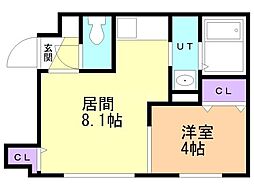 Ｒｅｎ・Ｆａｕｌｔ豊平 3階1LDKの間取り