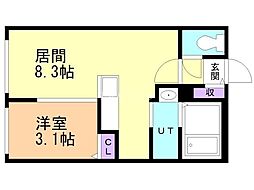 札幌市営南北線 平岸駅 徒歩4分の賃貸マンション 1階1LDKの間取り