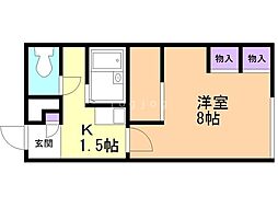 レオパレスルキナ 1Kの間取図画像