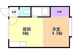 近藤マンション 1階1DKの間取り