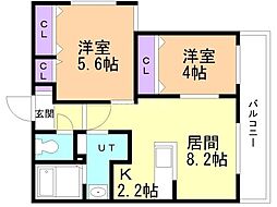 Ｌｅｉａ月寒　（レイアツキサム） 4階2LDKの間取り