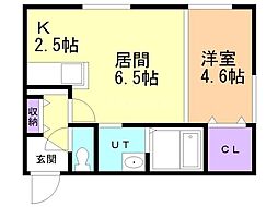 Ｆｌａｎｄｒｅ平岸 2階1LDKの間取り