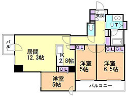 プランドール福住 8階3LDKの間取り