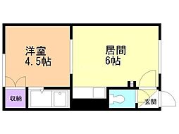 ルミエール東北 1DKの間取図画像