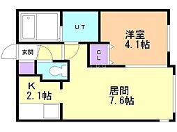Ｅｎｃｏｒｅ豊平公園 2階1LDKの間取り