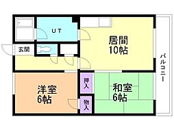クリーンハイツ 2LDKの間取図画像