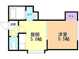 T.S.M豊平公園 1DKの間取図画像