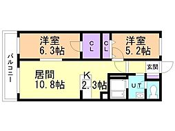 COMSZiZi 2LDKの間取図画像