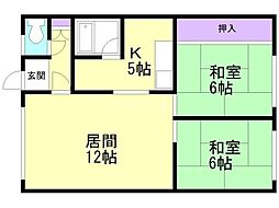 小林ハイツ 2LDKの間取図画像