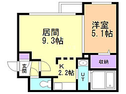 TRESOR33 1LDKの間取図画像