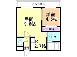 インフィニト平岸一条 1LDKの間取図画像