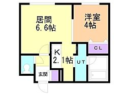 札幌市豊平区月寒西一条4丁目マンション 1LDKの間取図画像