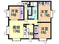 ラアヴニールC 3LDKの間取図画像