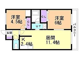アクアトピア真栄2 2LDKの間取図画像