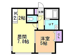 ベルリネッタ豊平 1LDKの間取図画像