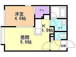 CROWNLEO 1DKの間取図画像