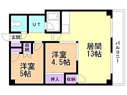 第78松井ビル 2LDKの間取図画像
